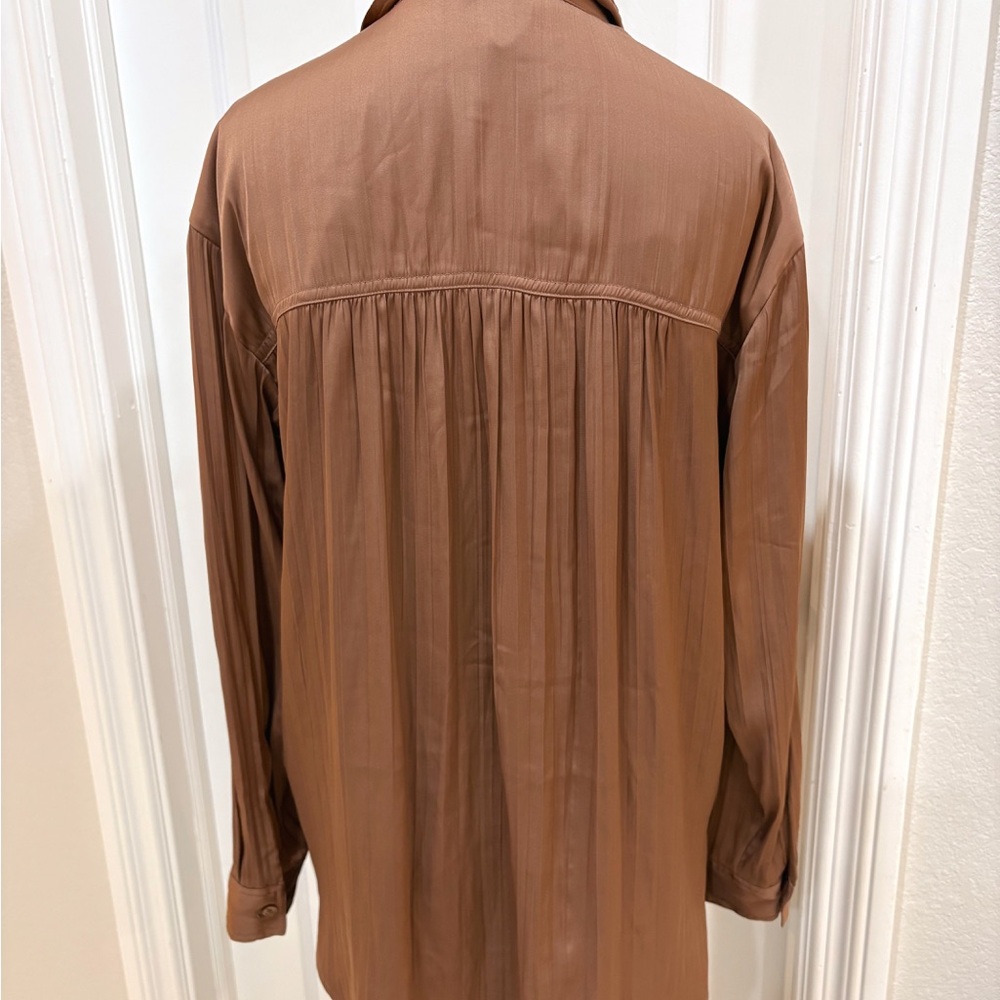 Anthropologie Women's Satin Relaxed Button-Down Blouse Small - Picture 5 of 8